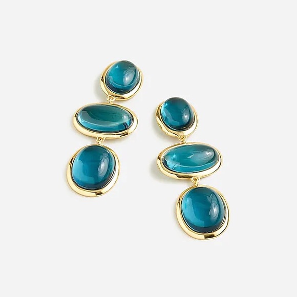 J. Crew Jewelry - J CREW BELINDA TRIPLE GLASS DROP EARRINGS LARKSPUR BLUE GREEN NWT